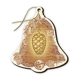 Bell tree ornament pine cone in wood 6x5 cm