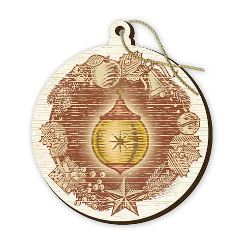 Round Christmas ornament with Christmas ball, 2.5 in 1