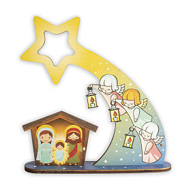 Christmas star nativity wooden decoration 20x15 cm