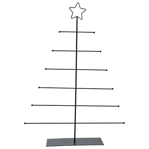 Albero porta palline Natale nero metallo stella 70x50 cm 1