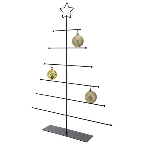 Árvore de Natal com estrela silhueta metal preto 70x50x8 cm 2