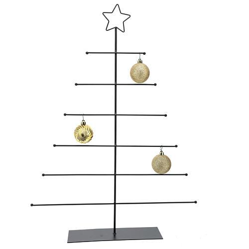 Árvore de Natal com estrela silhueta metal preto 70x50x8 cm 3