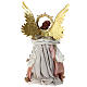 Anioł z harfą ze szkrzydłami, szaty różowe złote, szpic choinkowy h 45 cm s5
