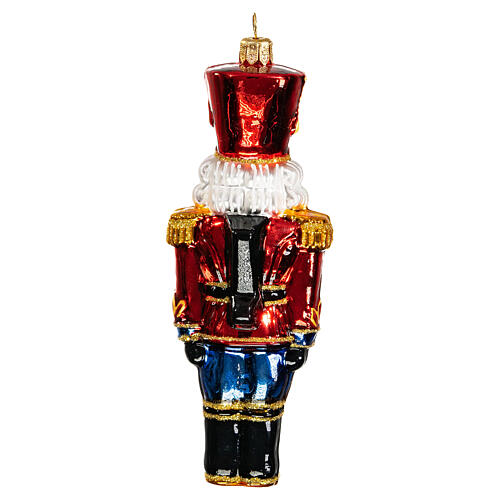 Nutcracker, blown glass Christmas ornament, 6 in 5