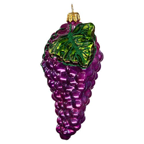 Red grapes, blown glass Christmas ornament, 4 in 3