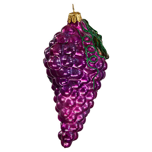 Red grapes, blown glass Christmas ornament, 4 in 4