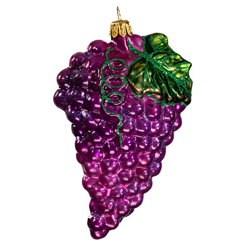 Red grapes, blown glass Christmas ornament, 4 in 5