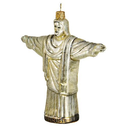 Christ the Redeemer Rio, blown glass Christmas ornament, 5 in 3