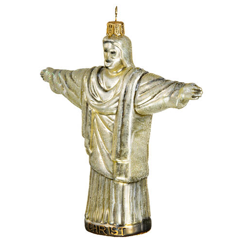 Estatua Cristo Redentor Río 12 cm vidrio soplado decoraciones Árbol de Navidad 3