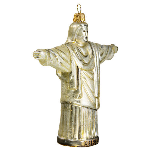 Statua Cristo Redentore Rio 12 cm vetro soffiato addobbi Albero di Natale 4