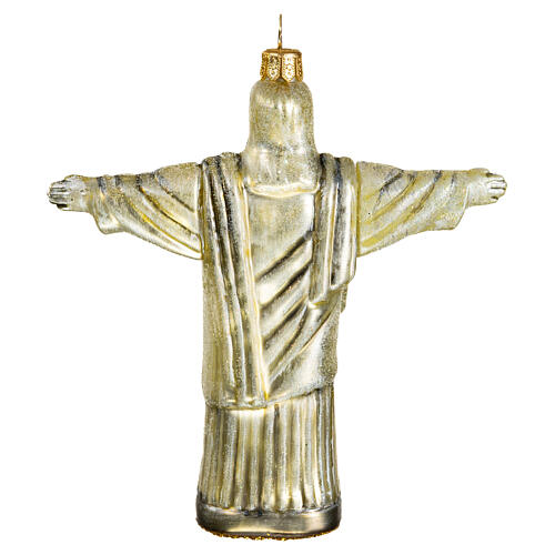 Statua Cristo Redentore Rio 12 cm vetro soffiato addobbi Albero di Natale 5