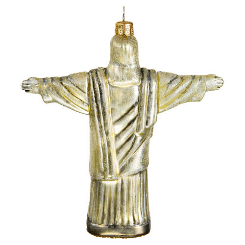 Cristo Redentor vidro soprado enfeite árvore Natal 12 cm 5