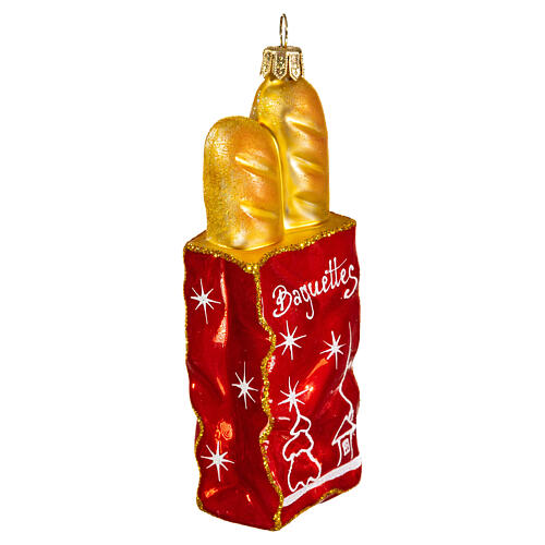 Baguette, blown glass Christmas ornament, 5 in 4