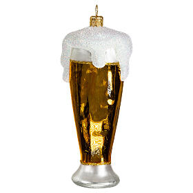 Bierglas, Weihnachtsbaumschmuck aus mundgeblasenem Glas, 15 cm