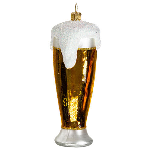 Glass of beer, blown glass Christmas ornament, 6 in 3