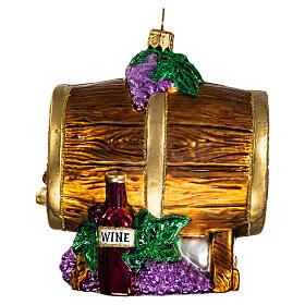 Wine cask, blown glass Christmas ornament, 4 in