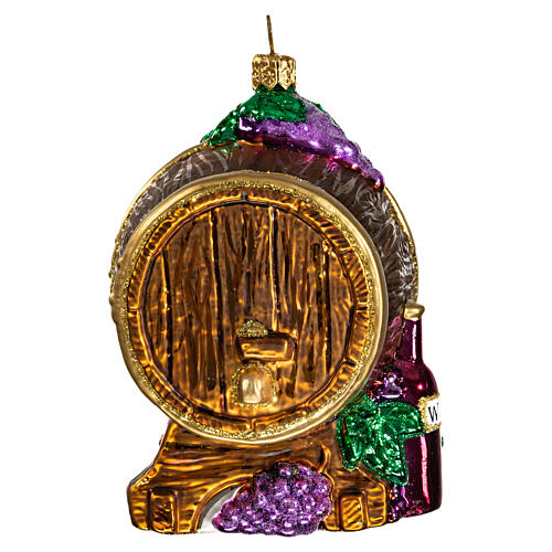 Wine cask, blown glass Christmas ornament, 4 in 6