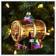 Blown glass wine barrel Christmas tree ornament 10 cm s2