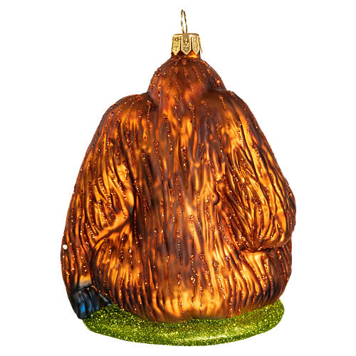 Orangutan, blown glass Christmas ornament, 4 in 5