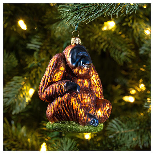 Orangutan blown glass Christmas tree ornament 10 cm 2