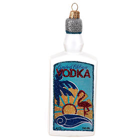 Wodka-Flasche aus mundgeblasenem Glas, Weihnachtsbaumschmuck, Höhe 15 cm