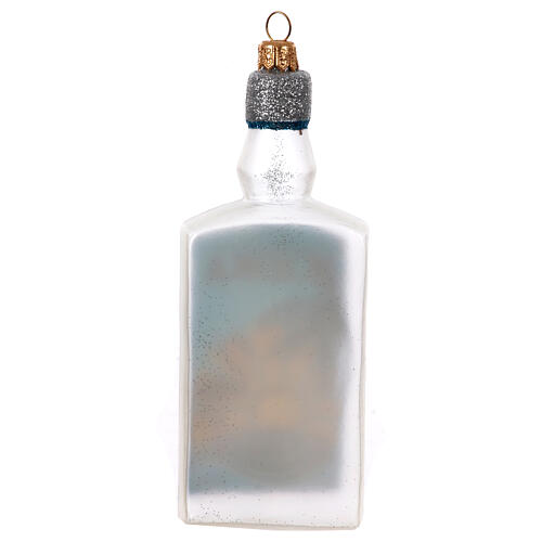 Wodka-Flasche aus mundgeblasenem Glas, Weihnachtsbaumschmuck, Höhe 15 cm 3