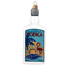 Vodka bottle, blown glass Christmas tree decoration, 6 in