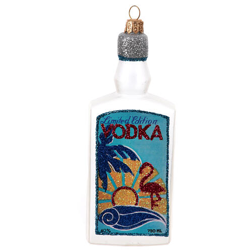 Bouteille de Vodka verre soufflé 15 cm décoration sapin de Noël 1