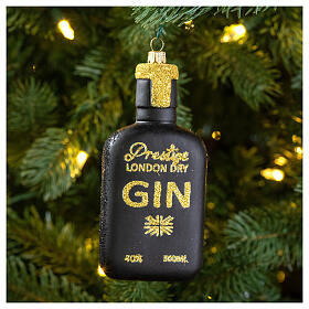 Bottiglia di Gin vetro soffiato 15 cm addobbo Albero di Natale
