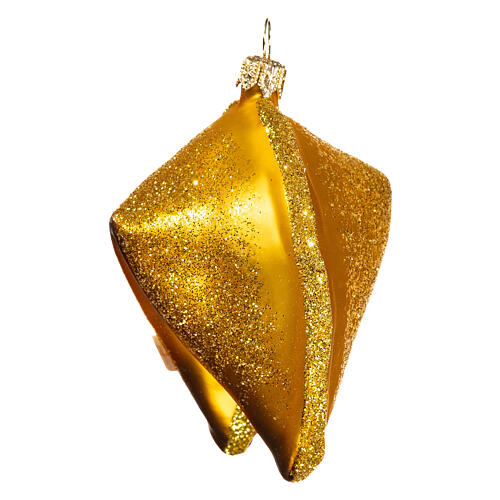 Fortune cookie, blown glass Christmas ornament, 4 in 3