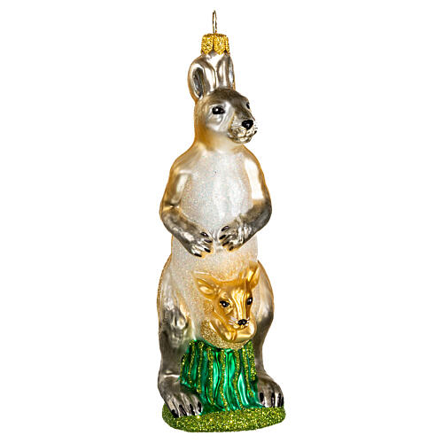 Känguru, Weihnachtsbaumschmuck aus mundgeblasenem Glas, 13 cm 1