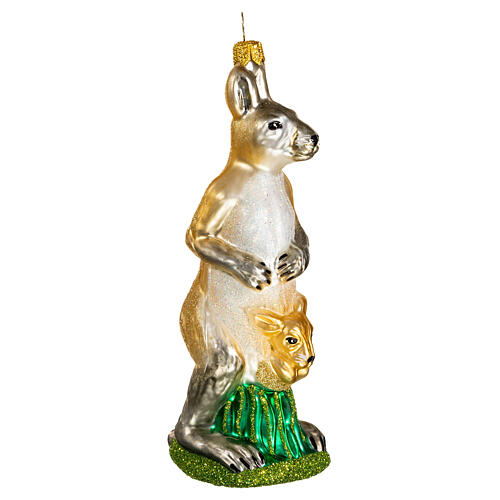 Känguru, Weihnachtsbaumschmuck aus mundgeblasenem Glas, 13 cm 4