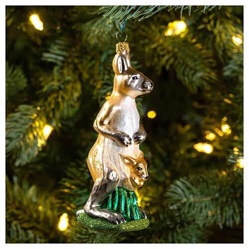Canguro 13 cm vetro soffiato addobbo Albero di Natale  2