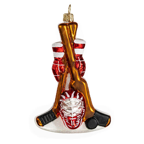 Hockey-Set, Weihnachtsbaumschmuck aus mundgeblasenem Glas, 10 cm 1
