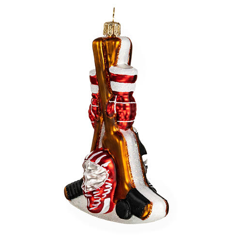 Set per hockey vetro soffiato addobbo Albero di Natale 10 cm 3