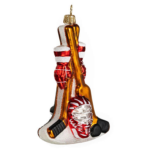 Set per hockey vetro soffiato addobbo Albero di Natale 10 cm 4