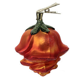 Blown glass rose for Christmas tree, 4 in
