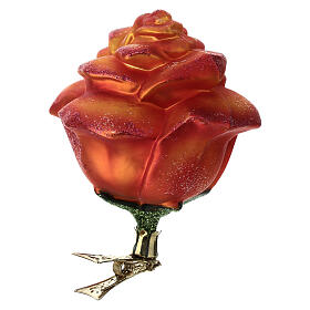 Blown glass rose for Christmas tree, 4 in