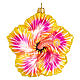 Fleur d'hibiscus jaune 10 cm ornement de Noël en verre soufflé s1