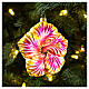 Yellow hibiscus flower blown glass Christmas tree ornament 10 cm s2
