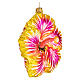 Yellow hibiscus flower blown glass Christmas tree ornament 10 cm s4