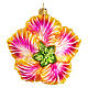 Yellow hibiscus flower blown glass Christmas tree ornament 10 cm s5