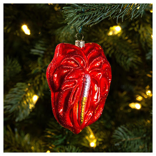 Fiore anturio 10 cm vetro soffiato Albero di Natale 2
