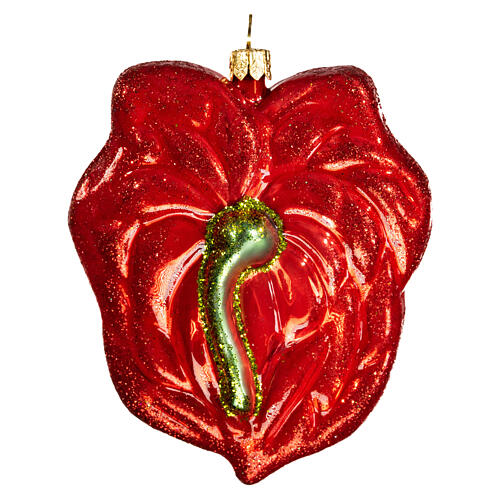 Fiore anturio 10 cm vetro soffiato Albero di Natale 5
