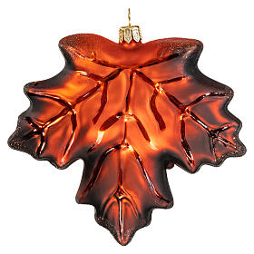 Maple leaf, blown glass, Christmas tree ornament, 4 in