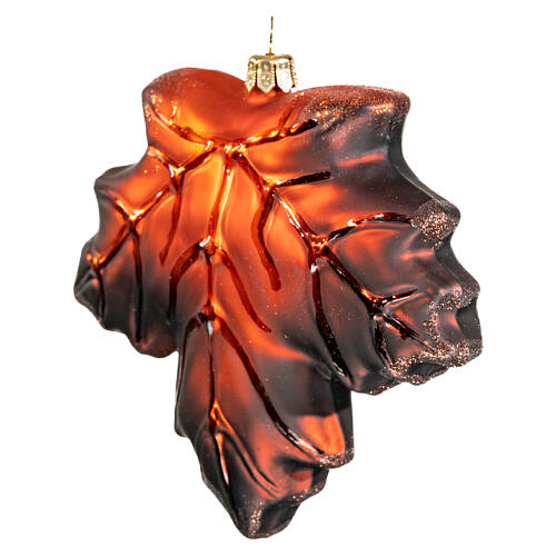 Maple leaf, blown glass, Christmas tree ornament, 4 in 3