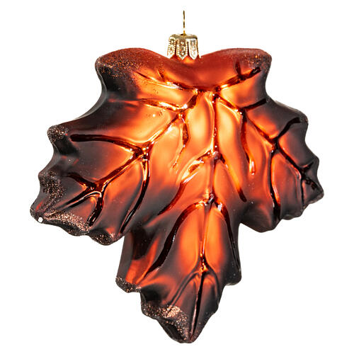 Maple leaf, blown glass, Christmas tree ornament, 4 in 4