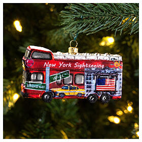 Sight-seeing bus, blown glass, Christmas tree ornament, 4 in