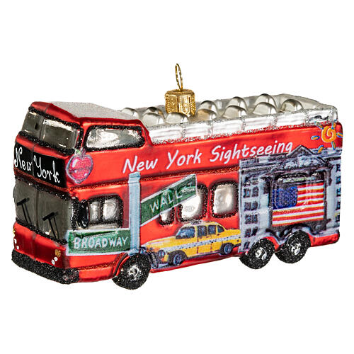 Sight-seeing bus, blown glass, Christmas tree ornament, 4 in 3