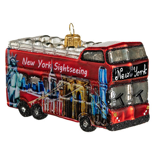 Sight-seeing bus, blown glass, Christmas tree ornament, 4 in 4